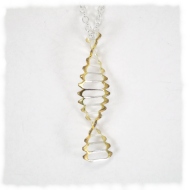 Silver DNA helix pendant with gold highlights